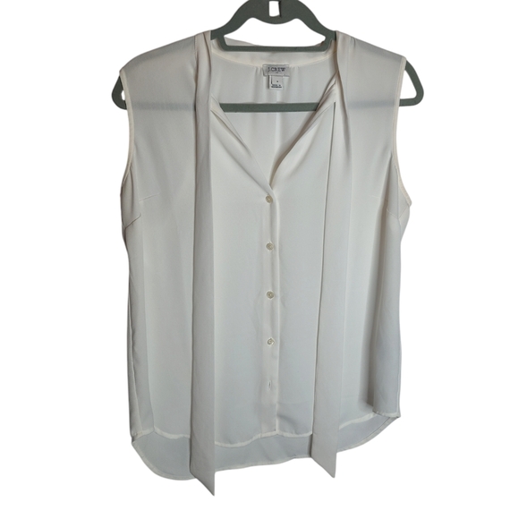 J. Crew Factory women's Button Front Tie Neck Ivory Blouse tank size S - Picture 1 of 6